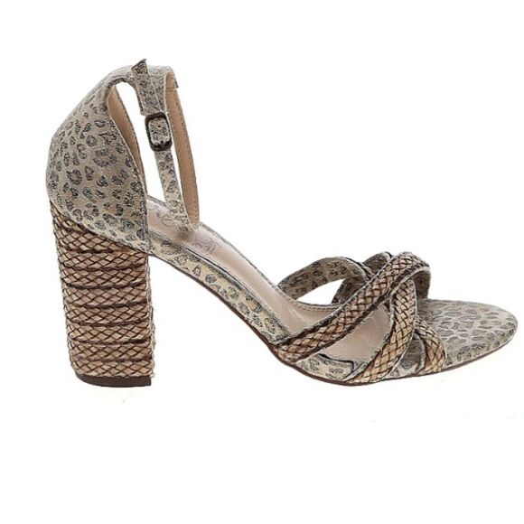 Leopard Braided Block Heel Ankle Strap Sandals - Picture 2 of 2